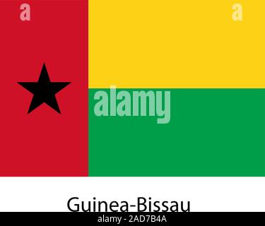 Flagge des Landes Guinea Bissau. Vector Illustration. Exakte Farben. Stock Vektor