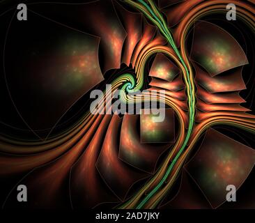 Surreales abstraktes Fraktale. Computer erzeugte Bild auf schwarzem Hintergrund Stockfoto