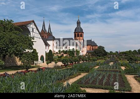 Altes Kloster Seligenstadt, historischen barocken Basilika St. Marcellinus und Petrus Stockfoto