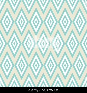 Hellblauen und weißen Diamanten ikat Design. Die nahtlose Vektor geometrische Muster auf Creme weißen Hintergrund. Toll für Wellness, Spa, Sommer Produkte Stock Vektor