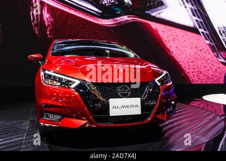 Bangkok, Thailand - Decemebr 3, 2019: Alle neuen Nissan Almera 2019 Anzeige auf dem Bangkok Motor Expo 2019 in Thailand. Stockfoto