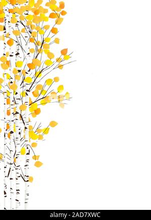 Aquarell herbst Birken Stockfoto