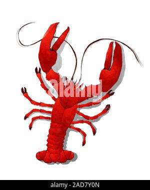 Aquarell Red Lobster Stockfoto