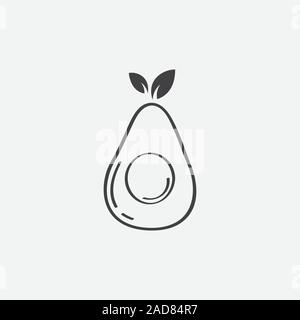 Avocado Obst logo Template Design, Avocado Hälfte mit Blatt vektor design, Gesundheit Lebensmittel Obst Abbildung Stock Vektor