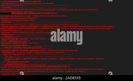 Roter Bildschirm Codierung hacker Konzept Animation mit glitch. Programmiercode Tippfehler. Grosse Daten und Internet Cyber-angriffe. Programmiercode abstrakt. Blockchain Konzept, Computer digital Code Stockfoto