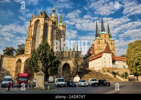 Erfurter Dom und Severikirche Stockfoto