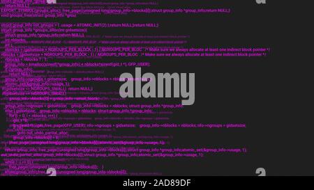 Rosa-Codierung hacker Konzept Animation mit glitch. Programmiercode Tippfehler. Grosse Daten und Internet Cyber-angriffe. Programmiercode abstrakt. Blockchain Konzept, Computer digital Code Stockfoto