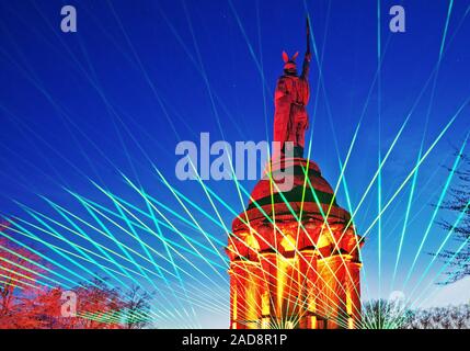 Beleuchtete Hermannsdenkmal, event Hermann Lichter, Detmold, Deutschland, Europa Stockfoto