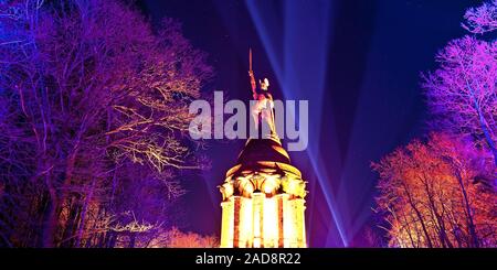 Beleuchtete Hermannsdenkmal, event Hermann Lichter, Detmold, Deutschland, Europa Stockfoto