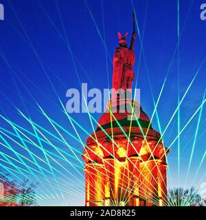 Beleuchtete Hermannsdenkmal, event Hermann Lichter, Detmold, Deutschland, Europa Stockfoto