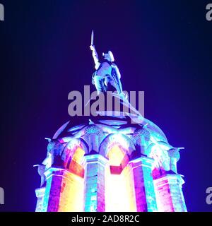 Beleuchtete Hermannsdenkmal, event Hermann Lichter, Detmold, Deutschland, Europa Stockfoto