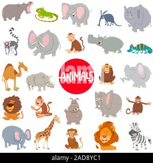 Cartoon Tiere Zeichen großer Satz Stockfoto