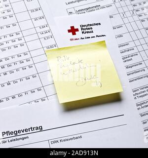 Ambulante Pflege Vertrag, Deutschland Stockfoto