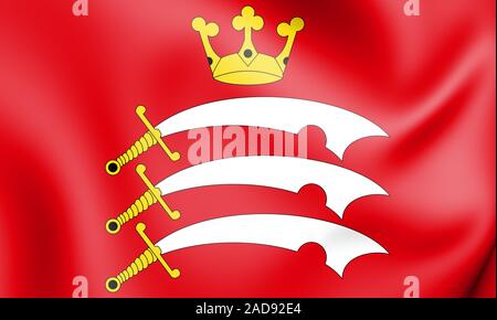 3D Flagge von Middlesex, England. 3D Illustration. Stockfoto