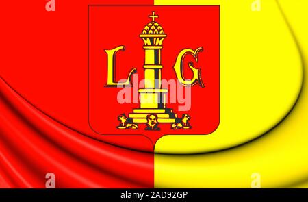 3D-Flagge der Stadt Lüttich, Belgien. 3D-Darstellung. Stockfoto