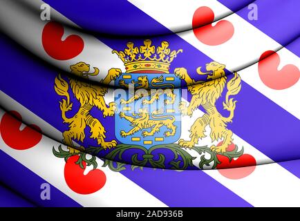 3D-Flagge der Provinz Friesland, Niederlande. 3D-Darstellung. Stockfoto