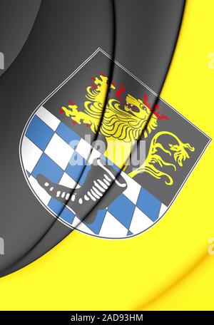 3D-Flagge von Schwandorf (Bayern), Deutschland. 3D-Darstellung. Stockfoto