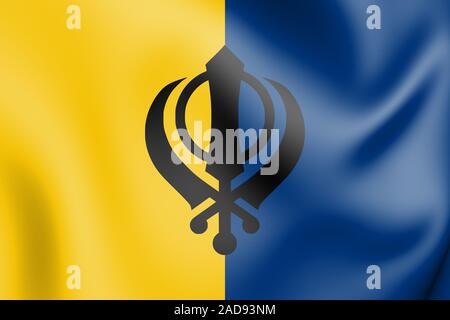 3D-Flagge der Khalistan. 3D-Darstellung. Stockfoto