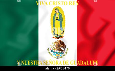 3D-Mexiko Flagge Cristeros. 3D-Darstellung. Stockfoto