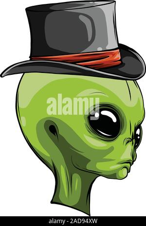 Alien Kopf Cowboyhut Vektor logo Illustration Stock Vektor