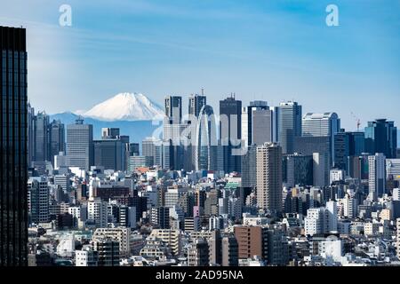 Tokio Skyline und den Berg Fuji in Japan. Stockfoto