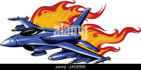 Militärische Kampfjets auf Hintergrund isoliert. Vector Illustration Stock Vektor