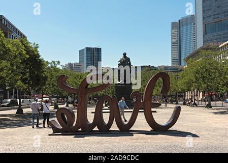 Bronzestatue von Johann Wolfgang von Goethe in Frankfurt am Main, Deutschland Stockfoto