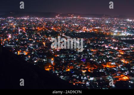 Eine Nacht Luftbild von Udaipur City Stockfoto