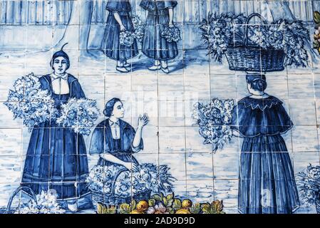Street Scene, Azulejos, Markthalle, Funchal, Madeira, Portugal, Europa Stockfoto