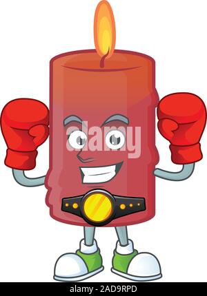 Funny Boxing rote Kerze Zeichentrickfigur Stil Stock Vektor