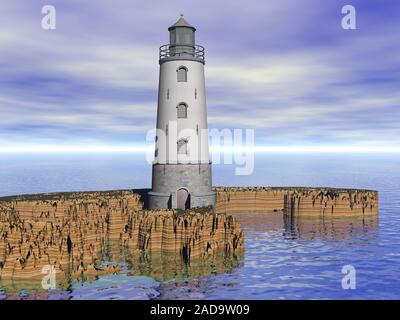 Leuchtturm auf Felsen Stockfoto