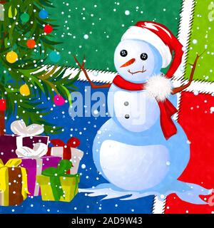 Aquarell Winter Card Stockfoto