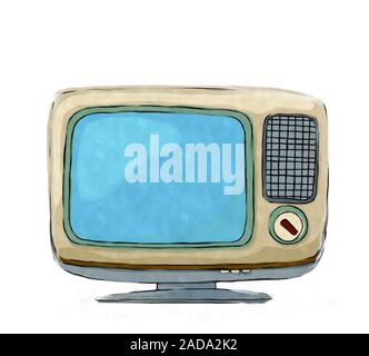 Aquarell retro tv-set Stockfoto