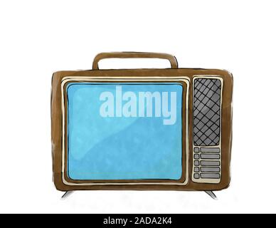 Aquarell retro tv Set 3 Stockfoto