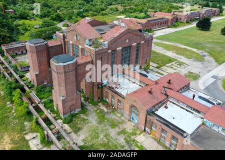 Blick auf abgebrochene Teile der Pilger im Psychiatrischen Zentrum in Brentwood, New York auf Long Island. Stockfoto