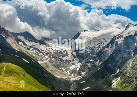 Blick von der Hohe Mut Alm zum Gletscher Wand der Rotmoosalm, Südtirol, Österreich Stockfoto