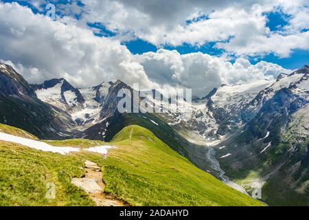 Blick von der Hohe Mut Alm zum Gletscher Wand der Rotmoosalm, Südtirol, Österreich Stockfoto