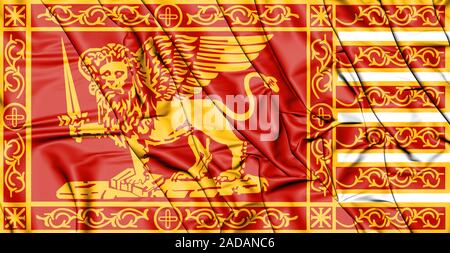 3D-Flagge der Republik Venedig. 3D-Darstellung. Stockfoto
