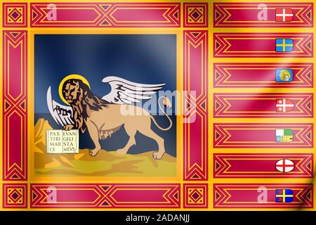 3D-Markierung des Veneto, Italien. 3D-Darstellung. Stockfoto