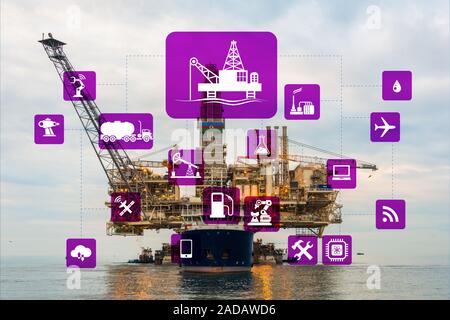 Konzept der Automatisierung in der Öl- und Gasindustrie Stockfoto