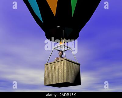 Heißluftballon in den Himmel Stockfoto