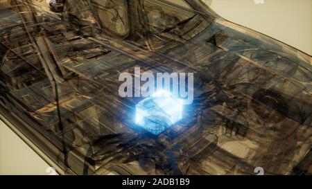 Auto Batterie sichtbar im Auto. Stockfoto