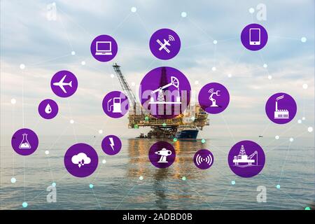 Konzept der Automatisierung in der Öl- und Gasindustrie Stockfoto