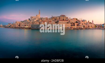 Schöne Panoramasicht auf die Jaffa Hafen und Altstadt in Tel Aviv, Israel Stockfoto