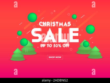 Web Banner für Weihnachten Verkauf. 3D Tiefe und realistische festlichen Objekten. Stock Vektor