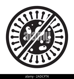 Schwarz-Virus Zeichen Symbol für Gesundheit website oder Logo. Bakterien, Anti-HIV- und mikrobe Symbol auf weißem Hintergrund. Stock Vektor