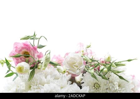 Schöne rosa lisianthus Blumen auf weißem Hintergrund Stockfoto