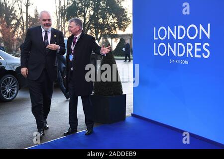 Premierminister von Albanien, Edi Rama kommt für die jährlichen Nato-Gipfel der Staats- und Regierungschefs im Grove Hotel in Watford, Hertfordshire. PA-Foto. Bild Datum: Mittwoch, 4. Dezember 2019. Siehe PA Geschichte Politik der Nato. Photo Credit: Chris J Ratcliffe/PA-Kabel Stockfoto