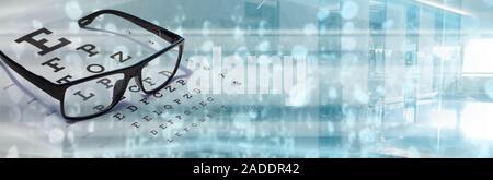 Eye Vision Test mit Blick Diagramm Technologie - optometrist Konzept Stockfoto