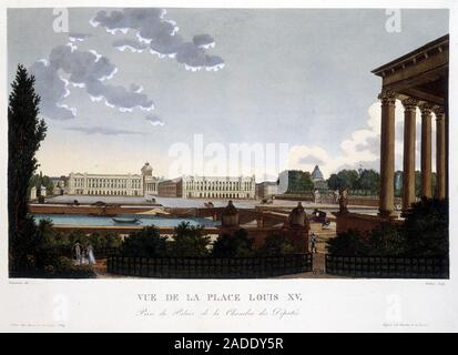 Vue de la Place Louis XV - Paris par Courvoisier, 1827 Stockfoto